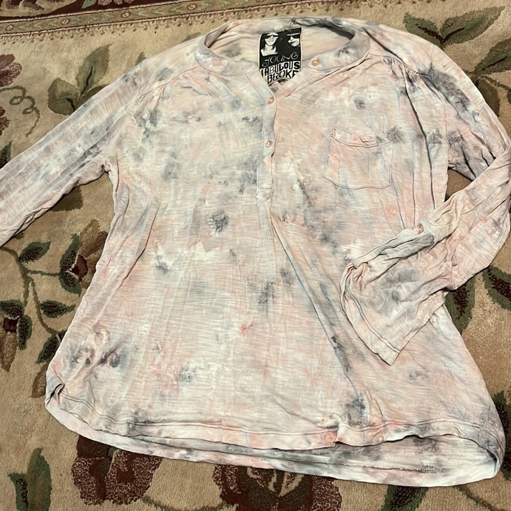 Young Fabulous & Broke tie-dye half button top